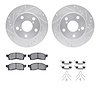7512-76198 Drilled/Slotted Brake Rotors w/5000 Advanced Brake Pads Kit & Hardware [Silver], 1991-1991 Lexus/Toyota/Scion, Positi - image 1