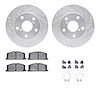 7512-76199 Drilled/Slotted Brake Rotors w/5000 Advanced Brake Pads Kit & Hardware [Silver], 1991-1995 Lexus/Toyota/Scion, Positi - image 1