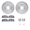 7512-76215 Drilled/Slotted Brake Rotors w/5000 Advanced Brake Pads Kit & Hardware [Silver], 1986-1989 Lexus/Toyota/Scion, Positi - image 1