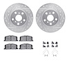 7512-76221 Drilled/Slotted Brake Rotors w/5000 Advanced Brake Pads Kit & Hardware [Silver], 1986-1989 Lexus/Toyota/Scion, Positi - image 1