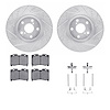 7512-76380 Drilled/Slotted Brake Rotors w/5000 Advanced Brake Pads Kit & Hardware [Silver], 1993-1998 Lexus/Toyota/Scion, Positi - image 1