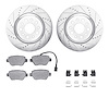 7512-79000 Drilled/Slotted Brake Rotors w/5000 Advanced Brake Pads Kit & Hardware [Silver], 2014-2016 Maserati, Position: Rear - image 1