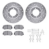 7512-80004 Drilled/Slotted Brake Rotors w/5000 Advanced Brake Pads Kit & Hardware [Silver], 1974-1984 Ford/Lincoln/Mercury/Mazda - image 1