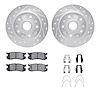 7512-80010 Drilled/Slotted Brake Rotors w/5000 Advanced Brake Pads Kit & Hardware [Silver], 1988-1992 Ford/Lincoln/Mercury/Mazda - image 1