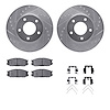 7512-80017 Drilled/Slotted Brake Rotors w/5000 Advanced Brake Pads Kit & Hardware [Silver], 1992-1995 Ford/Lincoln/Mercury/Mazda - image 1