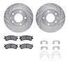 7512-80018 Drilled/Slotted Brake Rotors w/5000 Advanced Brake Pads Kit & Hardware [Silver], 1998-2003 Ford/Lincoln/Mercury/Mazda - image 1