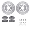 7512-80022 Drilled/Slotted Brake Rotors w/5000 Advanced Brake Pads Kit & Hardware [Silver], 1993-1995 Ford/Lincoln/Mercury/Mazda - image 1