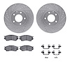 7512-80025 Drilled/Slotted Brake Rotors w/5000 Advanced Brake Pads Kit & Hardware [Silver], 2001-2002 Ford/Lincoln/Mercury/Mazda - image 1