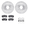 7512-80028 Drilled/Slotted Brake Rotors w/5000 Advanced Brake Pads Kit & Hardware [Silver], 2003-2005 Ford/Lincoln/Mercury/Mazda - image 1