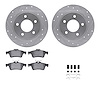 7512-80030 Drilled/Slotted Brake Rotors w/5000 Advanced Brake Pads Kit & Hardware [Silver], 2004-2013 Ford/Lincoln/Mercury/Mazda - image 1