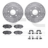 7512-80042 Drilled/Slotted Brake Rotors w/5000 Advanced Brake Pads Kit & Hardware [Silver], 2014-2016 Ford/Lincoln/Mercury/Mazda - image 1