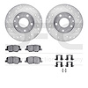 7512-80044 Drilled/Slotted Brake Rotors w/5000 Advanced Brake Pads Kit & Hardware [Silver], 2014-2015 Ford/Lincoln/Mercury/Mazda - image 1