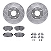 7512-80046 Drilled/Slotted Brake Rotors w/5000 Advanced Brake Pads Kit & Hardware [Silver], 2014-2018 Ford/Lincoln/Mercury/Mazda - image 1