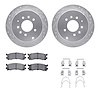 7512-80048 Drilled/Slotted Brake Rotors w/5000 Advanced Brake Pads Kit & Hardware [Silver], 1992-1998 Ford/Lincoln/Mercury/Mazda - image 1