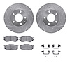 7512-80051 Drilled/Slotted Brake Rotors w/5000 Advanced Brake Pads Kit & Hardware [Silver], 1995-2000 Ford/Lincoln/Mercury/Mazda - image 1