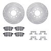 7512-80069 Drilled/Slotted Brake Rotors w/5000 Advanced Brake Pads Kit & Hardware [Silver], 2007-2012 Ford/Lincoln/Mercury/Mazda - image 1