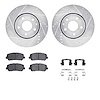 7512-80074 Drilled/Slotted Brake Rotors w/5000 Advanced Brake Pads Kit & Hardware [Silver], Fits Select Ford/Lincoln/Mercury/Maz - image 1