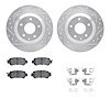 7512-80075 Drilled/Slotted Brake Rotors w/5000 Advanced Brake Pads Kit & Hardware [Silver], 2013-2015 Ford/Lincoln/Mercury/Mazda - image 1