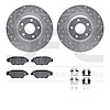 7512-80087 Drilled/Slotted Brake Rotors w/5000 Advanced Brake Pads Kit & Hardware [Silver], Fits Select Ford/Lincoln/Mercury/Maz - image 1