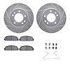 7512-80100 Drilled/Slotted Brake Rotors w/5000 Advanced Brake Pads Kit & Hardware [Silver], 1989-1991 Ford/Lincoln/Mercury/Mazda - image 1