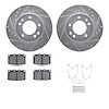 7512-80101 Drilled/Slotted Brake Rotors w/5000 Advanced Brake Pads Kit & Hardware [Silver], 1986-1991 Ford/Lincoln/Mercury/Mazda - image 1