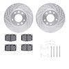 7512-80103 Drilled/Slotted Brake Rotors w/5000 Advanced Brake Pads Kit & Hardware [Silver], 1993-1995 Ford/Lincoln/Mercury/Mazda - image 1