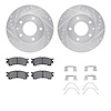 7512-80142 Drilled/Slotted Brake Rotors w/5000 Advanced Brake Pads Kit & Hardware [Silver], 1993-1997 Ford/Lincoln/Mercury/Mazda - image 1