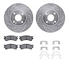 7512-80163 Drilled/Slotted Brake Rotors w/5000 Advanced Brake Pads Kit & Hardware [Silver], 1999-2000 Ford/Lincoln/Mercury/Mazda - image 1