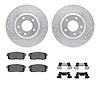 7512-80214 Drilled/Slotted Brake Rotors w/5000 Advanced Brake Pads Kit & Hardware [Silver], 2004-2011 Ford/Lincoln/Mercury/Mazda - image 1