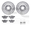 7512-80217 Drilled/Slotted Brake Rotors w/5000 Advanced Brake Pads Kit & Hardware [Silver], 2006-2007 Ford/Lincoln/Mercury/Mazda - image 1