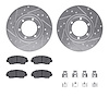 7512-80256 Drilled/Slotted Brake Rotors w/5000 Advanced Brake Pads Kit & Hardware [Silver], 1986-1993 Ford/Lincoln/Mercury/Mazda - image 1