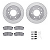 7512-92002 Drilled/Slotted Brake Rotors w/5000 Advanced Brake Pads Kit & Hardware [Silver], 2008-2014 Mitsubishi, Position: Rear - image 1