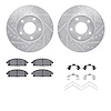 7512-92004 Drilled/Slotted Brake Rotors w/5000 Advanced Brake Pads Kit & Hardware [Silver], 2002-2007 Infiniti/Nissan, Position: - image 1