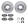 7512-92005 Drilled/Slotted Brake Rotors w/5000 Advanced Brake Pads Kit & Hardware [Silver], 2005-2012 BMW, Position: Rear - image 1