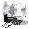 7512-92017 Drilled/Slotted Brake Rotors w/5000 Advanced Brake Pads Kit & Hardware [Silver], 2012-2017 Mercedes-Benz, Position: R