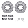 7512-99240 Drilled/Slotted Brake Rotors w/5000 Advanced Brake Pads Kit & Hardware [Silver], 1986-1994 Ford/Lincoln/Mercury/Mazda - image 1