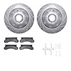 7512-99254 Drilled/Slotted Brake Rotors w/5000 Advanced Brake Pads Kit & Hardware [Silver], 1980-1985 Ford/Lincoln/Mercury/Mazda - image 1