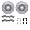 7512-99348 Drilled/Slotted Brake Rotors w/5000 Advanced Brake Pads Kit & Hardware [Silver], 2003-2011 Ford/Lincoln/Mercury/Mazda - image 1