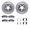 7512-99480 Drilled/Slotted Brake Rotors w/5000 Advanced Brake Pads Kit & Hardware [Silver], 2003-2011 Ford/Lincoln/Mercury/Mazda - image 1