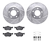 7512-99486 Drilled/Slotted Brake Rotors w/5000 Advanced Brake Pads Kit & Hardware [Silver], 2001-2005 Ford/Lincoln/Mercury/Mazda - image 1