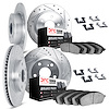 7514-03024 Drilled/Slotted Brake Rotors w/5000 Advanced Brake Pads Kit & Hardware [Silver], 2008-2010 Kia/Hyundai/Genesis, Posit - image 1