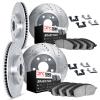 7514-13007 Drilled/Slotted Brake Rotors w/5000 Advanced Brake Pads Kit & Hardware [Silver], 2005-2007 Subaru, Position: Front an - image 1