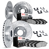 7514-28000 Drilled/Slotted Brake Rotors w/5000 Advanced Brake Pads Kit & Hardware [Silver], 1977-1984 Peugeot, Position: Front a