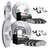 7514-42001 Drilled/Slotted Brake Rotors w/5000 Advanced Brake Pads Kit & Hardware [Silver], 1993-1993 Mopar, Position: Front and - image 1