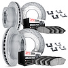 7514-48016 Drilled/Slotted Brake Rotors w/5000 Advanced Brake Pads Kit & Hardware [Silver], 1998-1999 GM, Position: Front and Re - image 1