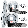 7514-48028 Drilled/Slotted Brake Rotors w/5000 Advanced Brake Pads Kit & Hardware [Silver], 2007-2017 GM, Position: Front and Re - image 1