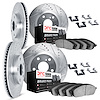 7514-54417 Drilled/Slotted Brake Rotors w/5000 Advanced Brake Pads Kit & Hardware [Silver], 1990-1992 Ford/Lincoln/Mercury/Mazda - image 1