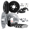 7514-64001 Drilled/Slotted Brake Rotors w/5000 Advanced Brake Pads/Drums/Shoes & Hardware Kit [Silver], 1963-1979 Multiple Makes