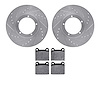 7602-02002 Drilled/Slotted Brake Rotors w/5000 Euro Ceramic Brake Pads Kit [Silver], 1967-1977 Porsche, Position: Front - image 1