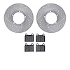 7602-02003 Drilled/Slotted Brake Rotors w/5000 Euro Ceramic Brake Pads Kit [Silver], 1975-1983 Porsche, Position: Front - image 1